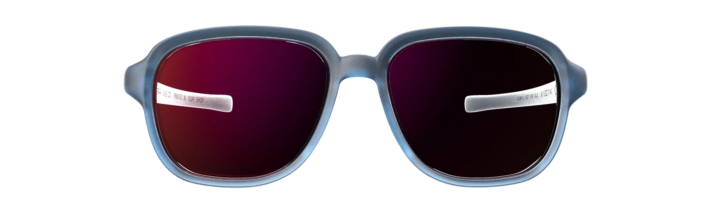 Translucent Mission Eyewear frame with metal temples
